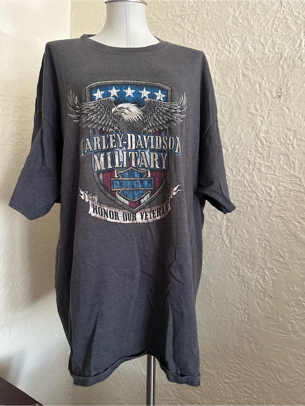 Harley-Davidson US America Military Honor Veterans Overseas Tour Gray T-Shirt 3X